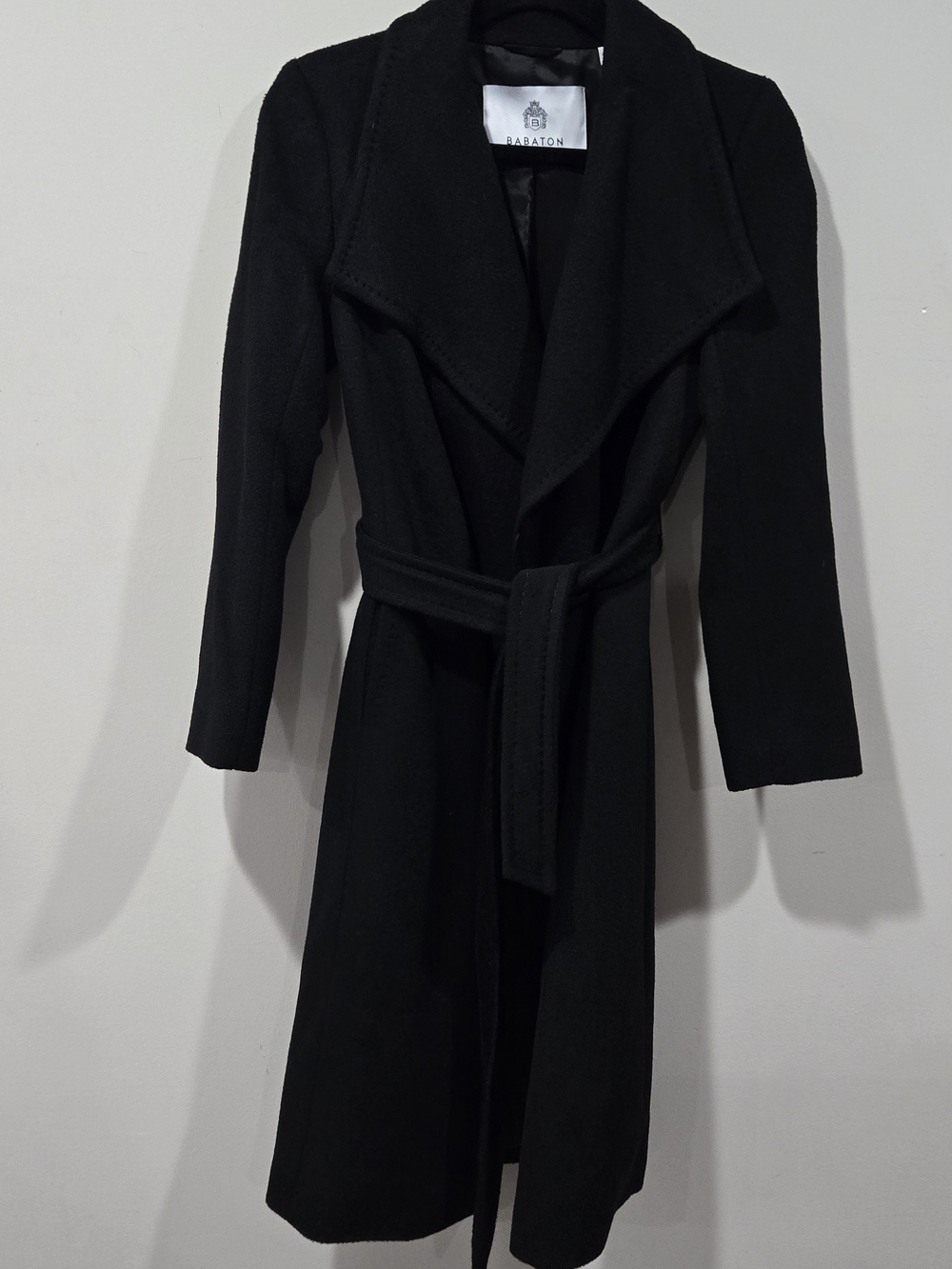 Babaton The Slouch Coat Black Wrap Trench Coat 2XS
